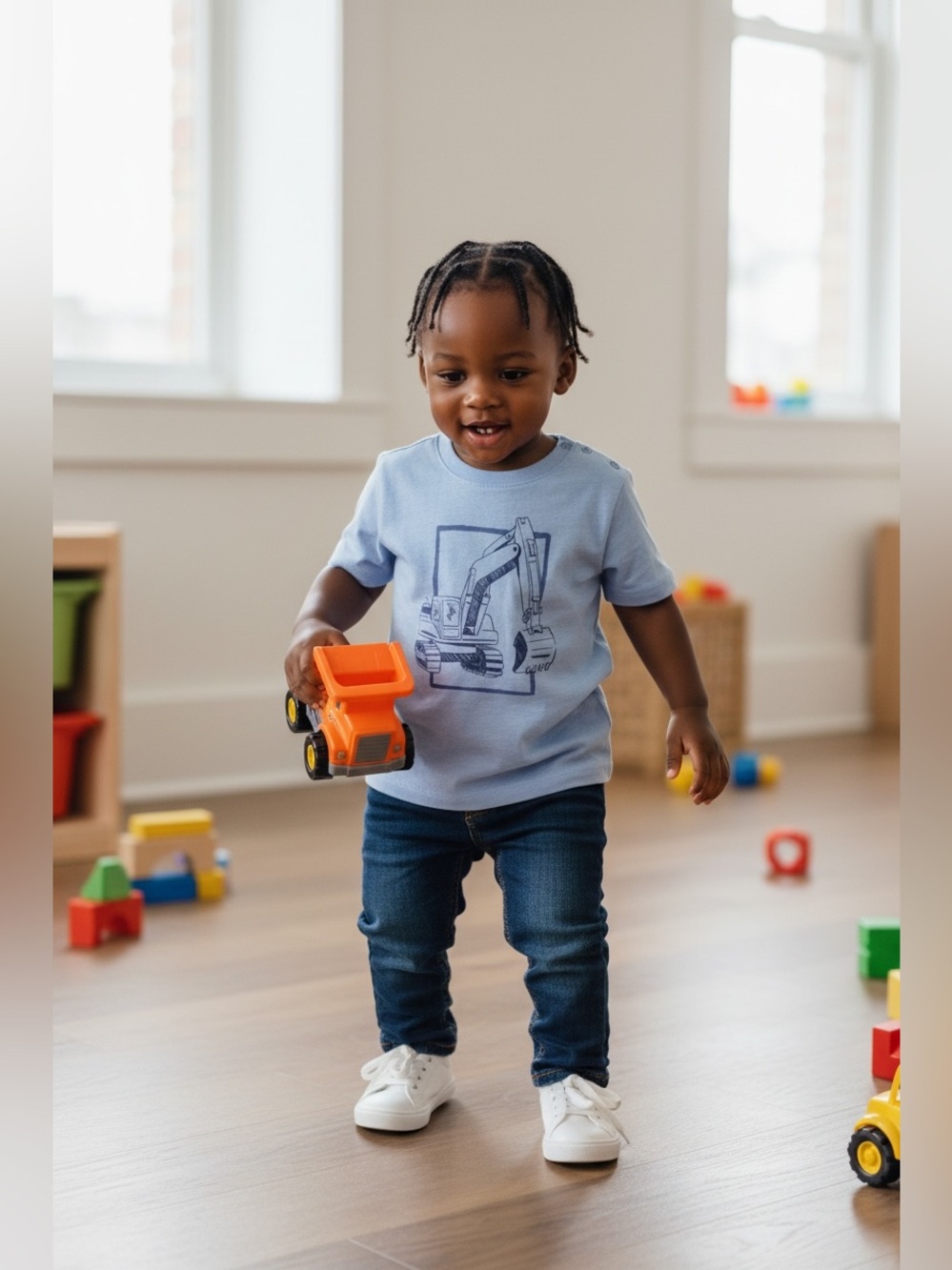 The Children’s Place Light Blue Excavator Graphic Tee NWT